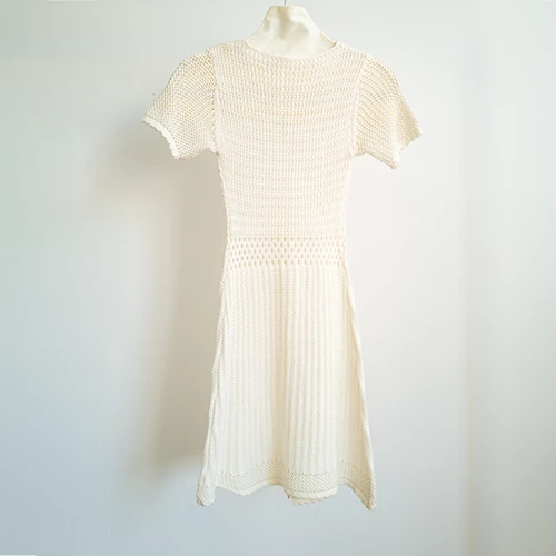 Cream Ribbed Sweater Dress