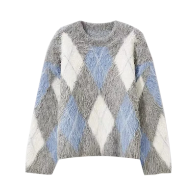 Ladies Designer Mohair Blend Fonal Tie Dye Pulóver